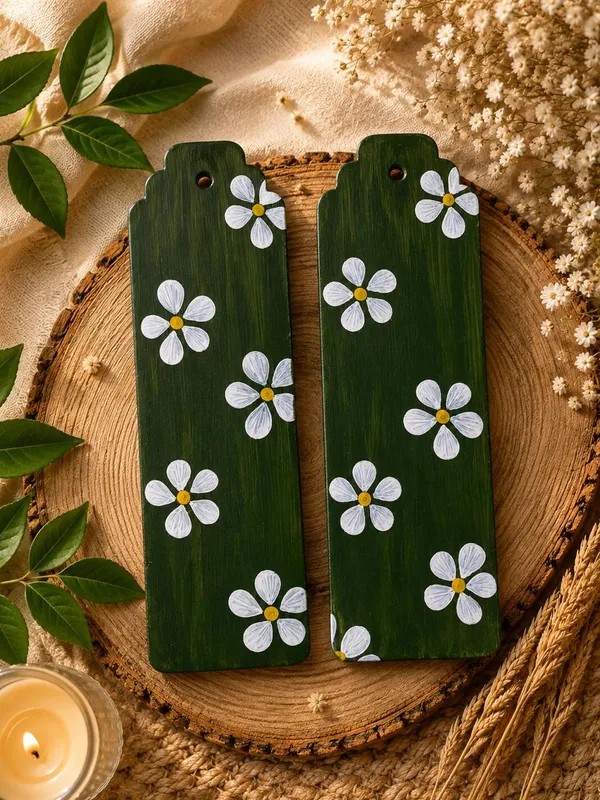 Green_White_Floral_Hand-Painted_Paper_Bookmark