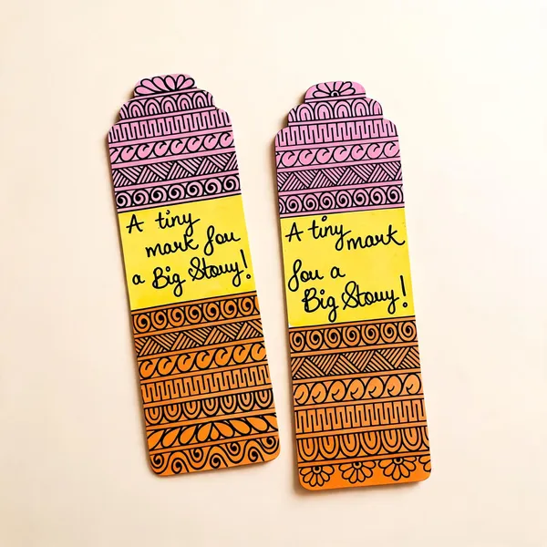 Pink_Orange_Geometric_Patterned_Paper_Bookmark