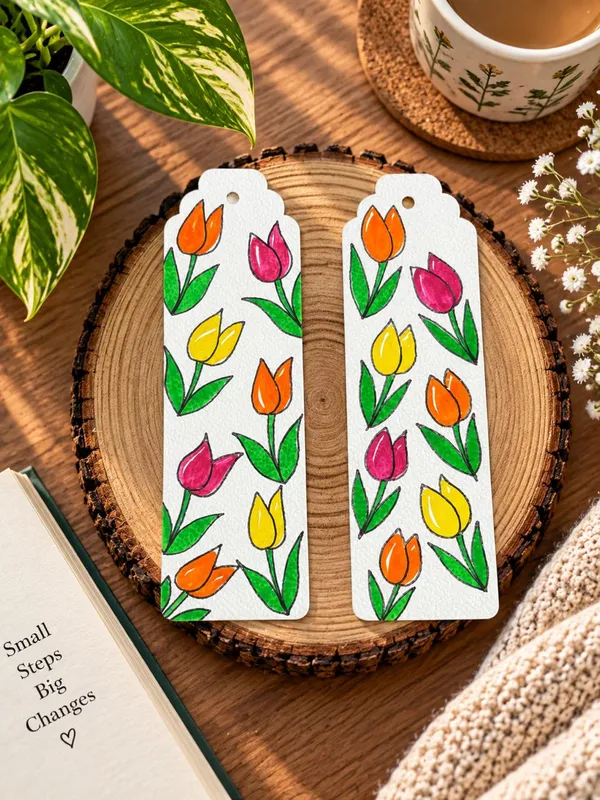 Hand-Painted_Tulip_Floral_Paper_Bookmark