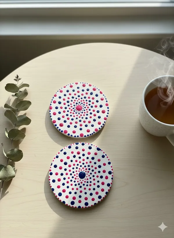 Wooden_Mdf_Pink_Navy_Polka_Dot_Concentric_Round_Fridge_Magnet