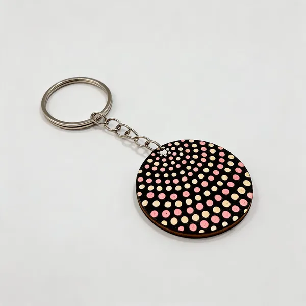 Wooden_Mdf_Dot_Detail_Round_Keychain