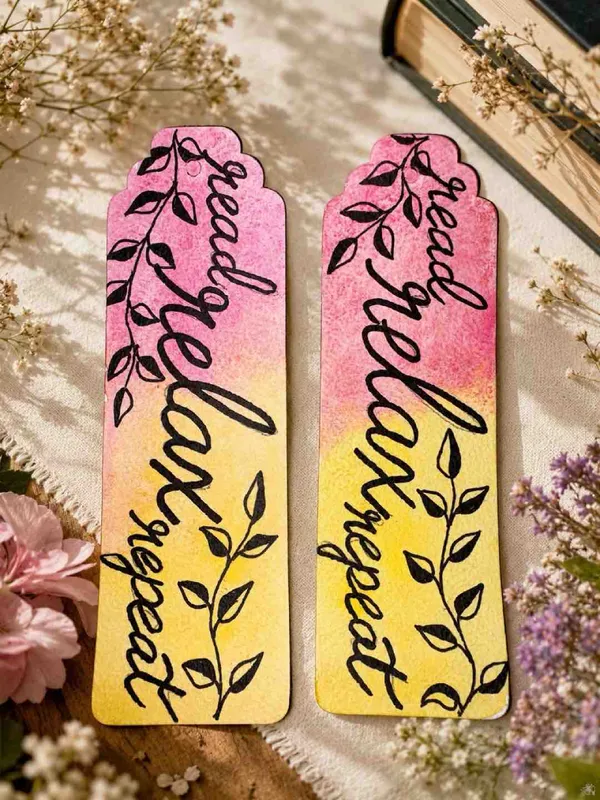 Pink_Yellow_Floral_Vine_Print_Paper_Bookmark