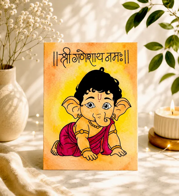 Paper_Devotional_Baby_Ganesha_Illustrated_Wall_Art