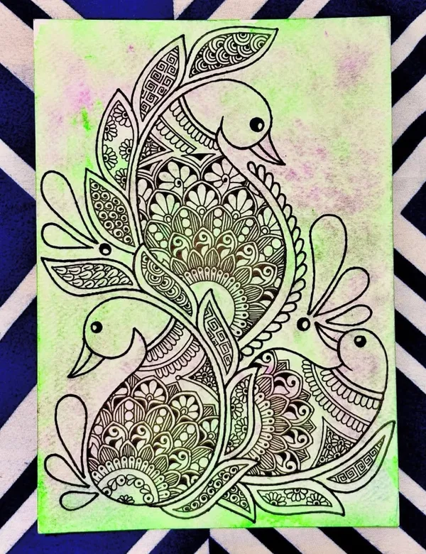 Paper_Traditional_Peacock_Floral_Hand-Drawn_Wall_Art