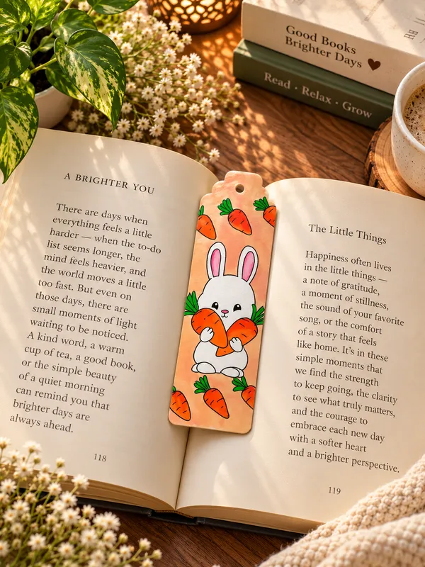 Rabbit_Carrot_Illustration_Wooden_Bookmark_Set_Of_2