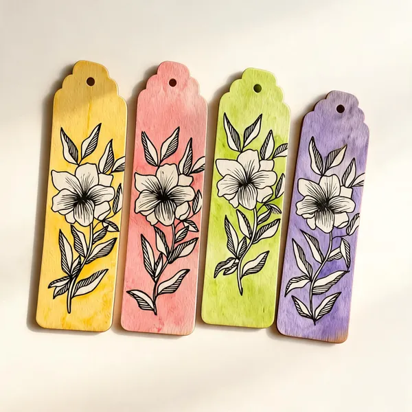 Wooden_Floral_Hand-Painted_Bookmarks_For_Reading