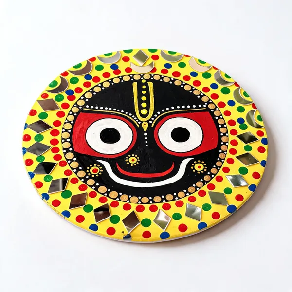 Mdf_Multicolour_Jagannath_Face_Round_Wall_Decor