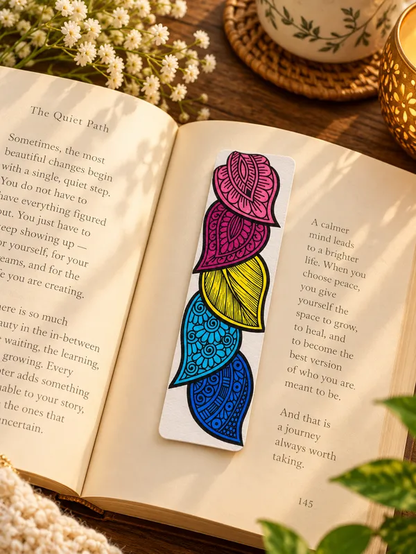 Multicolour_Leaf_Paisley_Print_Paper_Bookmark_(Set_of_2)