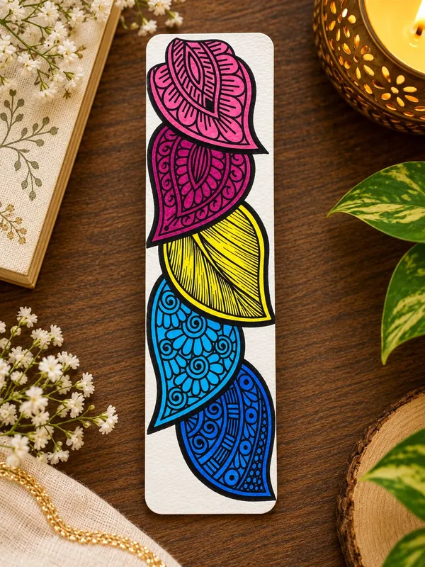 Multicolour_Leaf_Paisley_Print_Paper_Bookmark_(Set_of_2)