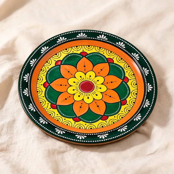 Mdf_Multicolour_Mandala_Floral_Hand-Painted_Decorative_Plate