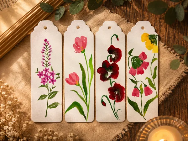 Hand-Painted_Floral_Bookmark_Set_Of_2