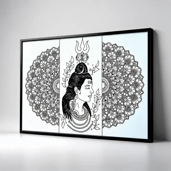 Paper_Devotional_Shiva_Floral_Mandala_Triptych_Wall_Art
