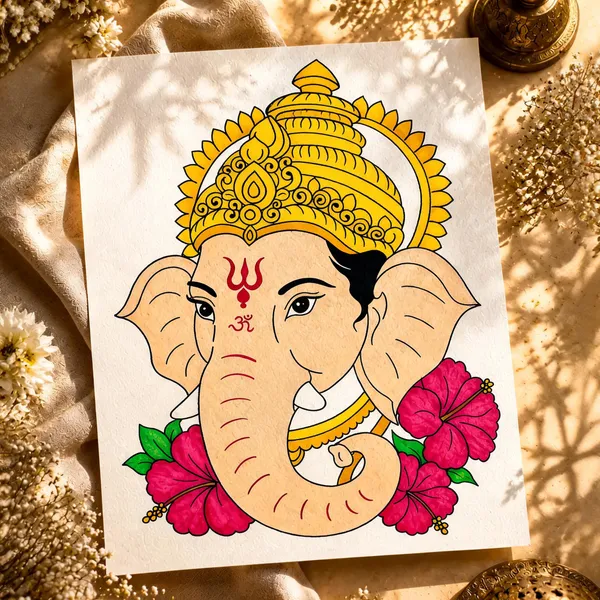 Paper_Ganesha_Illustrated_Religious_Art_Poster