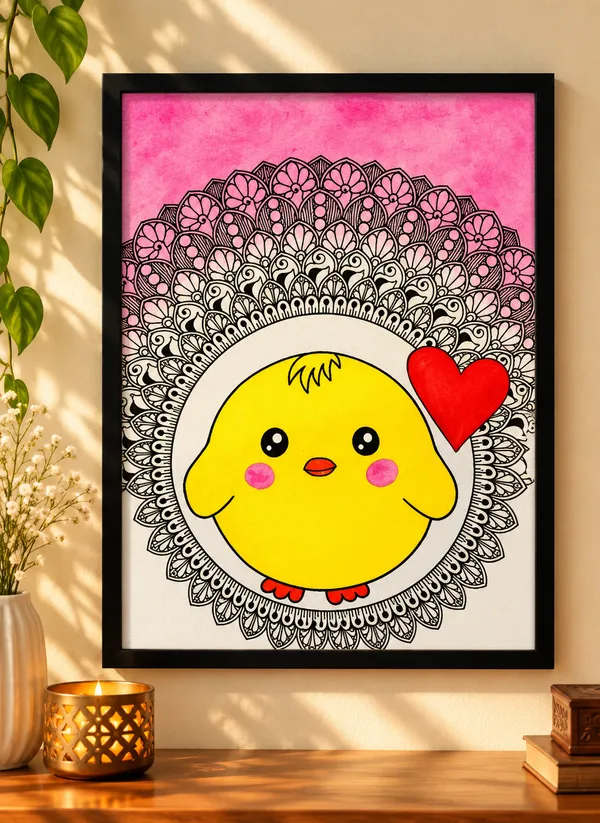 Whimsical_Cartoon_Chick_Mandala_Wall_Art