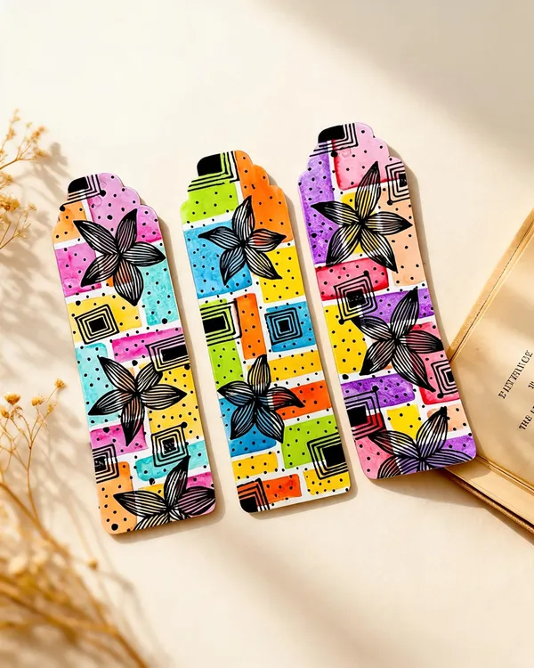 Floral_Geometric_Print_Paper_Bookmark_Set_Of_2