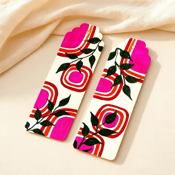 Pink_Floral_Geometric_Printed_Paper_Bookmark_Set_Of_2