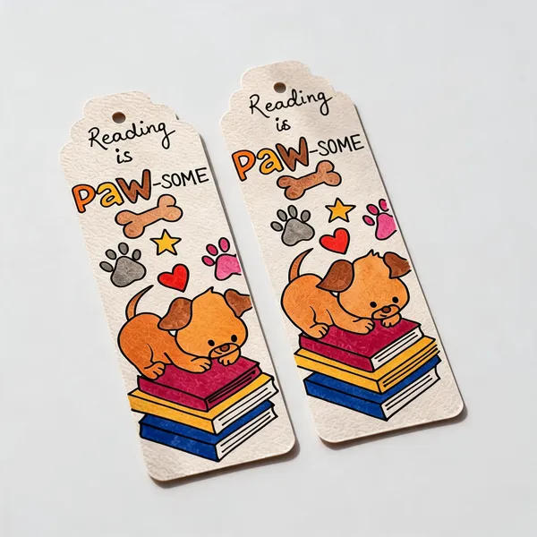 Dog_On_Books_Illustrated_Paper_Bookmark