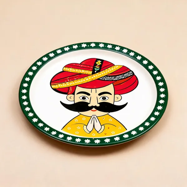Mdf_Folk_Art_Traditional_Man_Portrait_Decorative_Plate