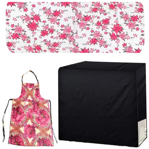 Split_Ac_Cover_Set_For_1_5_Ton_Indoor_And_Outdoor_Unit_Colour_2_Pink_Set_With_Apron