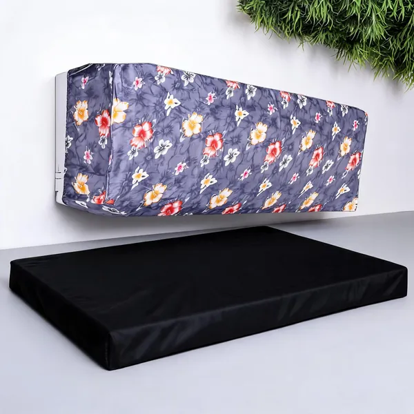 Split_Ac_Cover_For_1_5_Ton_Fully_Printed_Indoor_And_Plain_Outdoor_Unit_Grey_Flower_Set
