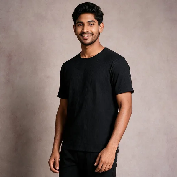 Black_Lycra_Cotton_Half_Sleeve_Casual_T-Shirt_And_Pant