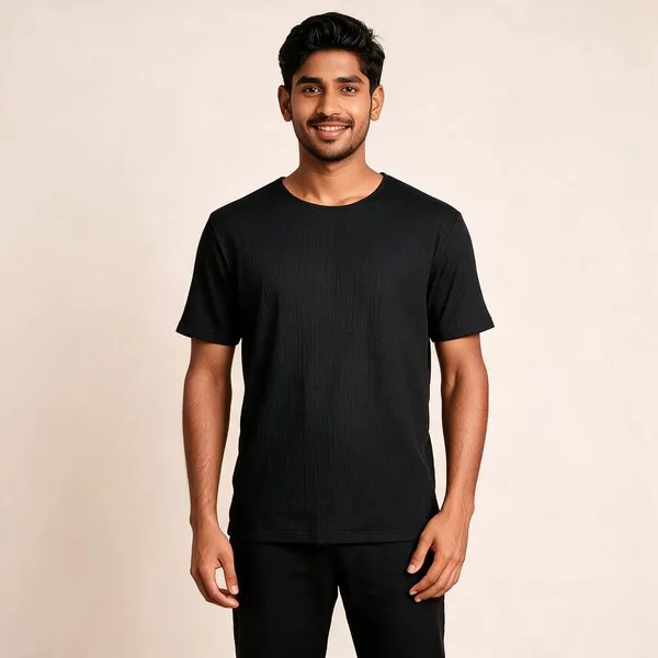 Black_Lycra_Cotton_Half_Sleeve_Casual_T-Shirt_And_Pant