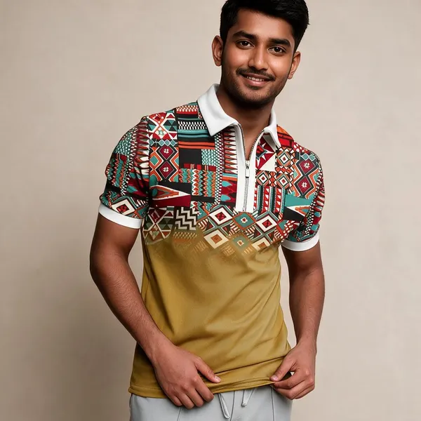 Mustard_Yellow_Cotton_Printed_Spread_Collar_Half_Sleeve_Polo_T-Shirt