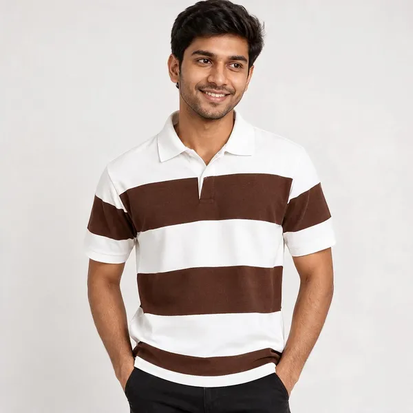 Brown_And_White_Cotton_Spread_Collar_Half_Sleeve_Polo_T-Shirt