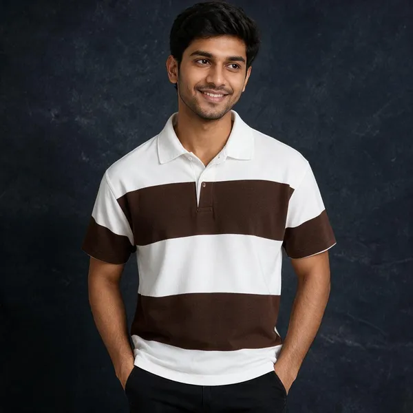 Brown_And_White_Cotton_Spread_Collar_Half_Sleeve_Polo_T-Shirt