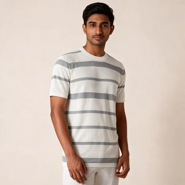 White_And_Grey_Lycra_Cotton_Half_Sleeve_Casual_T-Shirt_And_Pant