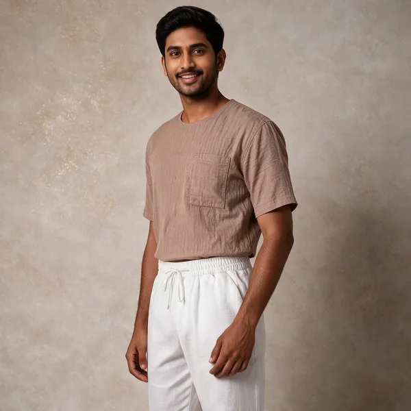Light_Brown_And_White_Lycra_Cotton_Half_Sleeve_Casual_T-Shirt_And_Pant