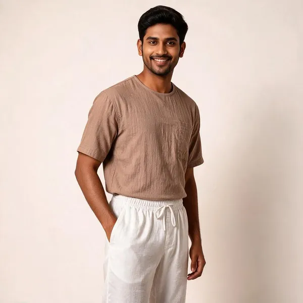 Light_Brown_And_White_Lycra_Cotton_Half_Sleeve_Casual_T-Shirt_And_Pant