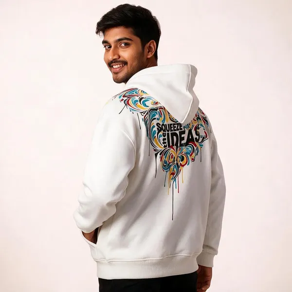 White_Print_Casual_Hoodies