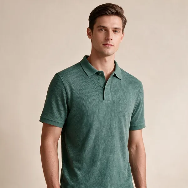 Green_Cotton_Spread_Collar_Half_Sleeve_Polo_T-Shirt