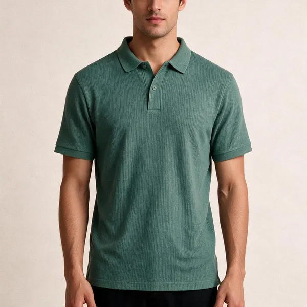 Green_Cotton_Spread_Collar_Half_Sleeve_Polo_T-Shirt
