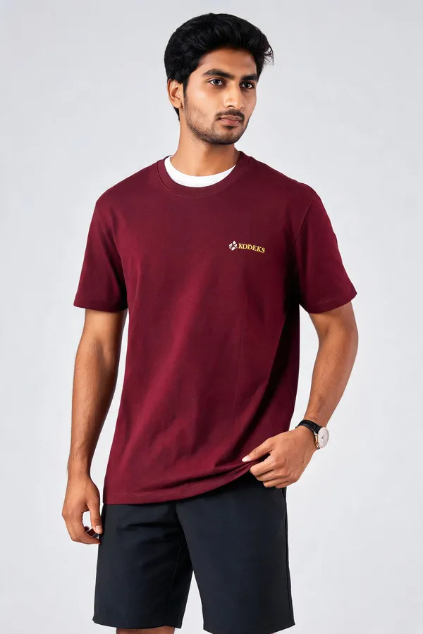 Maroon_Cotton_Regular_Fit_T_Shirt_For_Unisex