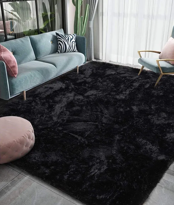 Micro_Polyester_Shaggy_Black_Plain_Carpet