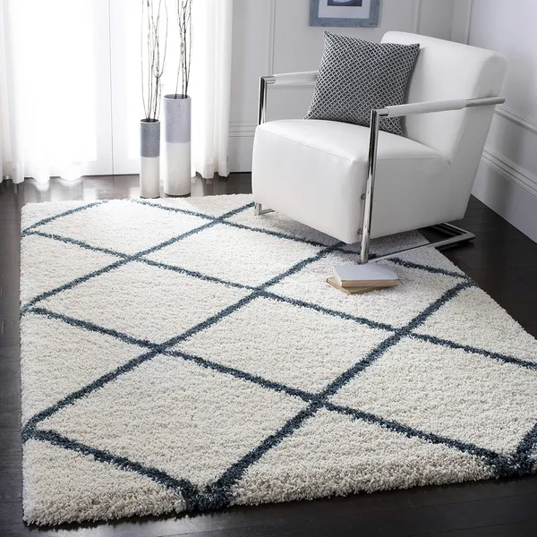 Micro_Polyester_Shaggy_Ivory_Slate_Blue_Plain_Carpet