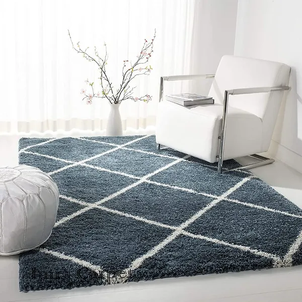 Micro_Polyester_Shaggy_Slate_Blue_Ivory_Plain_Carpet