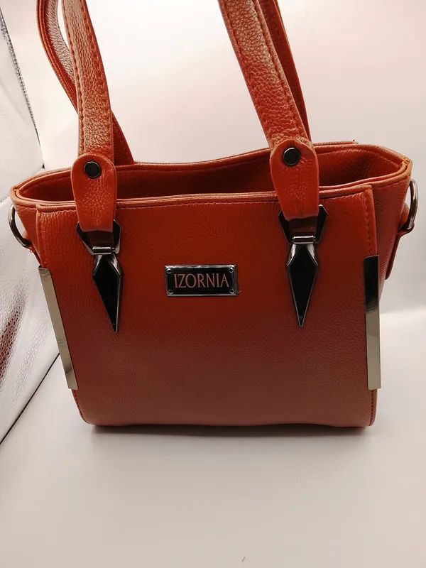 Orange_Textured_Structured_Medium_Tote_Bag_for_Women