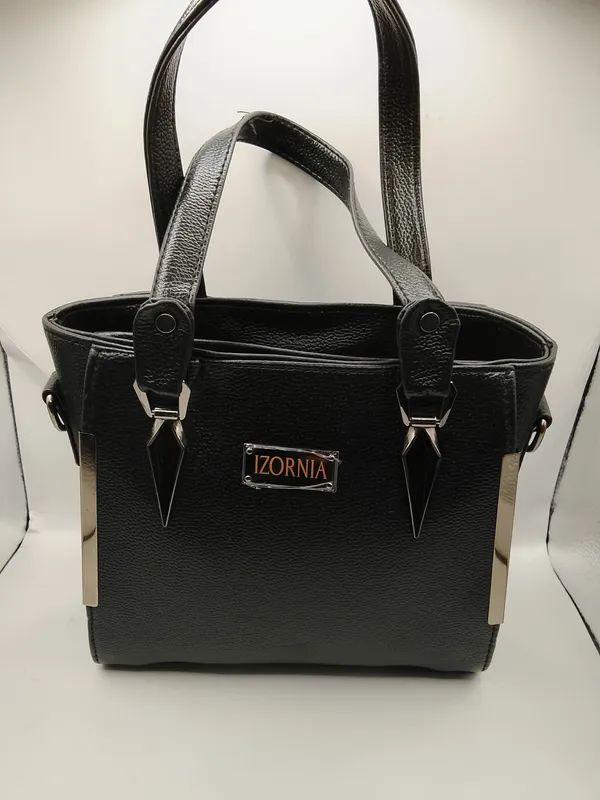 Black_Textured_Medium_Tote_Handbag_for_Women