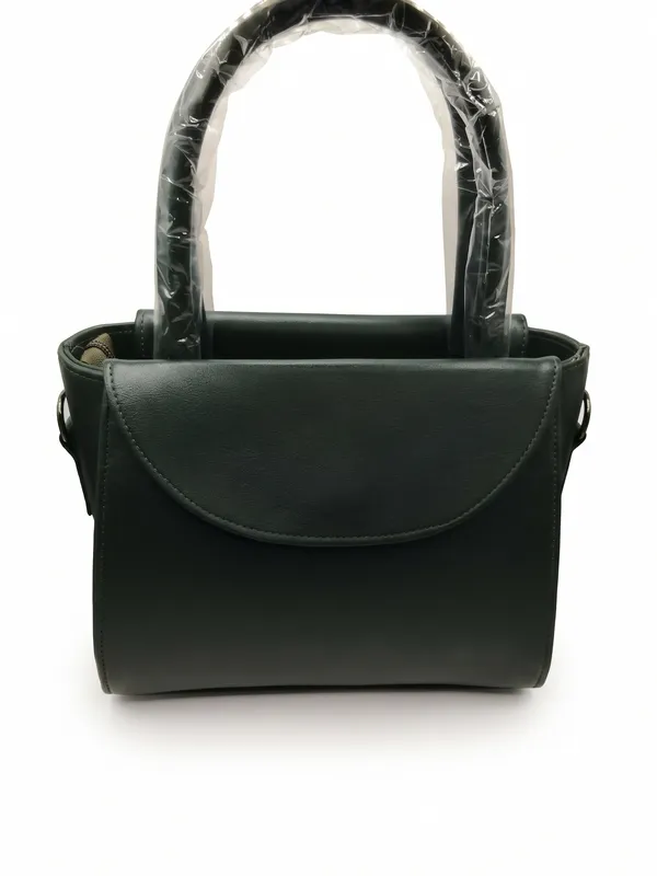 Black_Faux_Leather_Medium_Tote_Structured_Flap_Handbag_for_Women