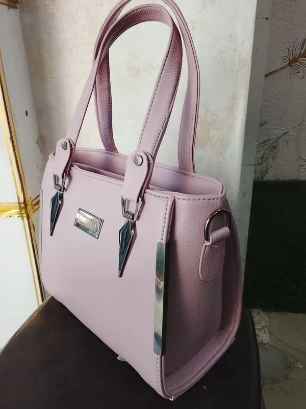 Pink_Faux_Leather__MediumTote_Handbag_for_Women