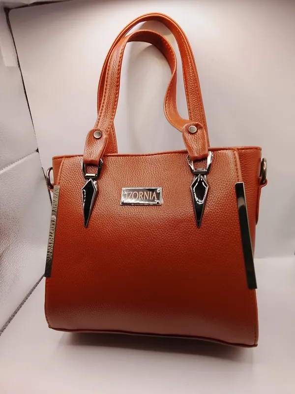 Orange_Textured_Structured_Medium_Tote_Bag_for_Women