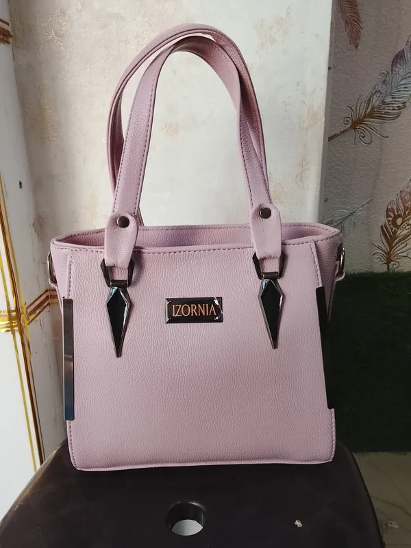 Pink_Faux_Leather__MediumTote_Handbag_for_Women