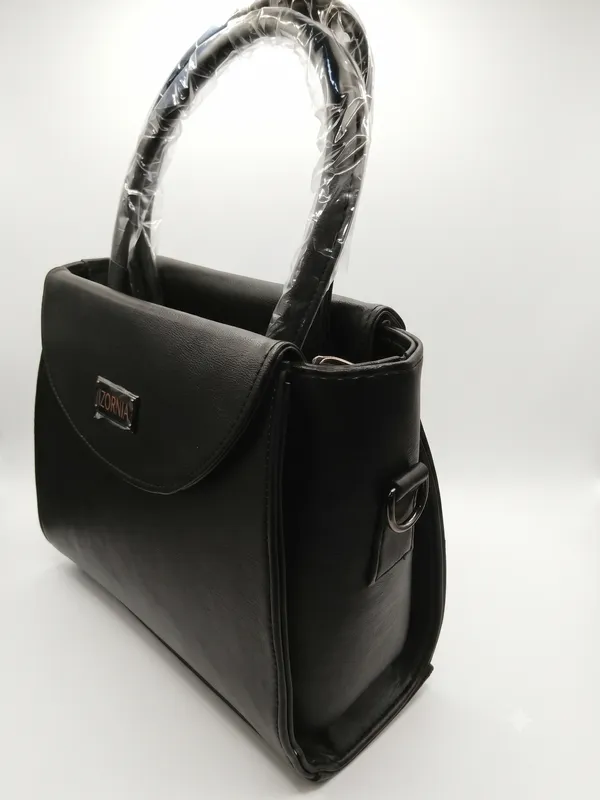 Black_Leather-Look_Medium_Tote_Structured_Flap_Handbag_For_Women