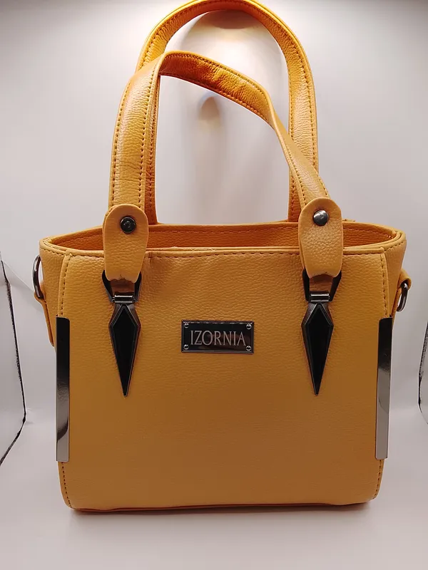 Yellow_Textured_Structured_Medium_Tote_for_Women
