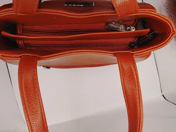 Orange_Textured_Structured_Medium_Tote_Bag_for_Women