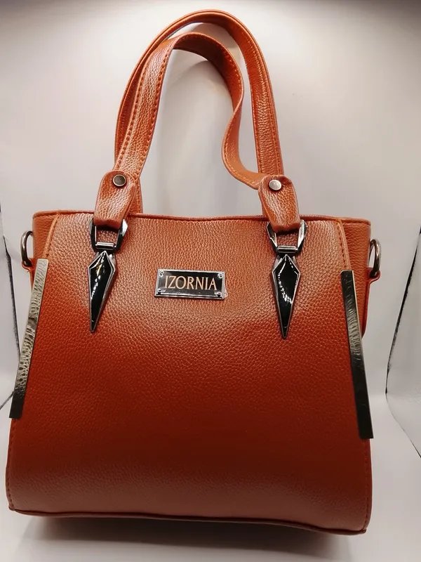 Orange_Textured_Structured_Medium_Tote_Bag_for_Women