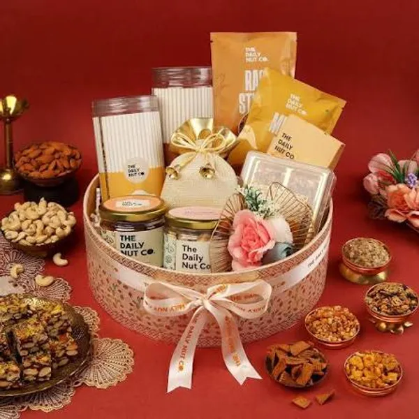 Festive_Gift_Hamper_With_Brass_Diya_Idol_Incense_Dry_Fruits